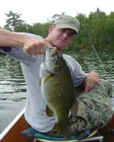 A nice Bass Caught on a Guided Remote Lake Canoe Trip